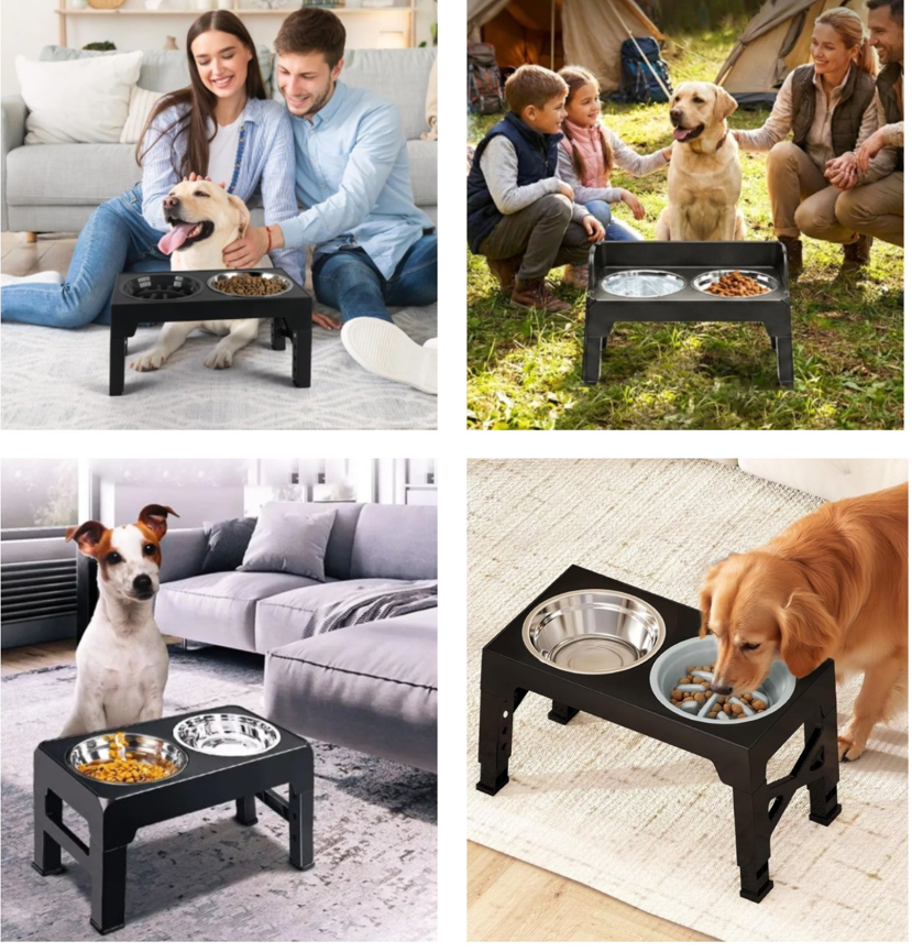 Comedero Elevado Ajustable 5 Alturas Plato Anti-voracidad -4