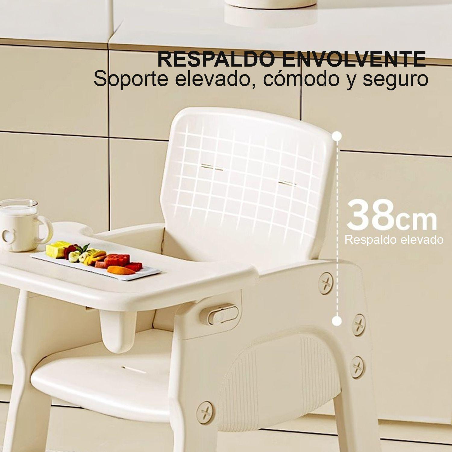 Silla Alta De Comer Infantil Con Bandeja Extraíble Beige Crema 91x46x57.5 cm-2