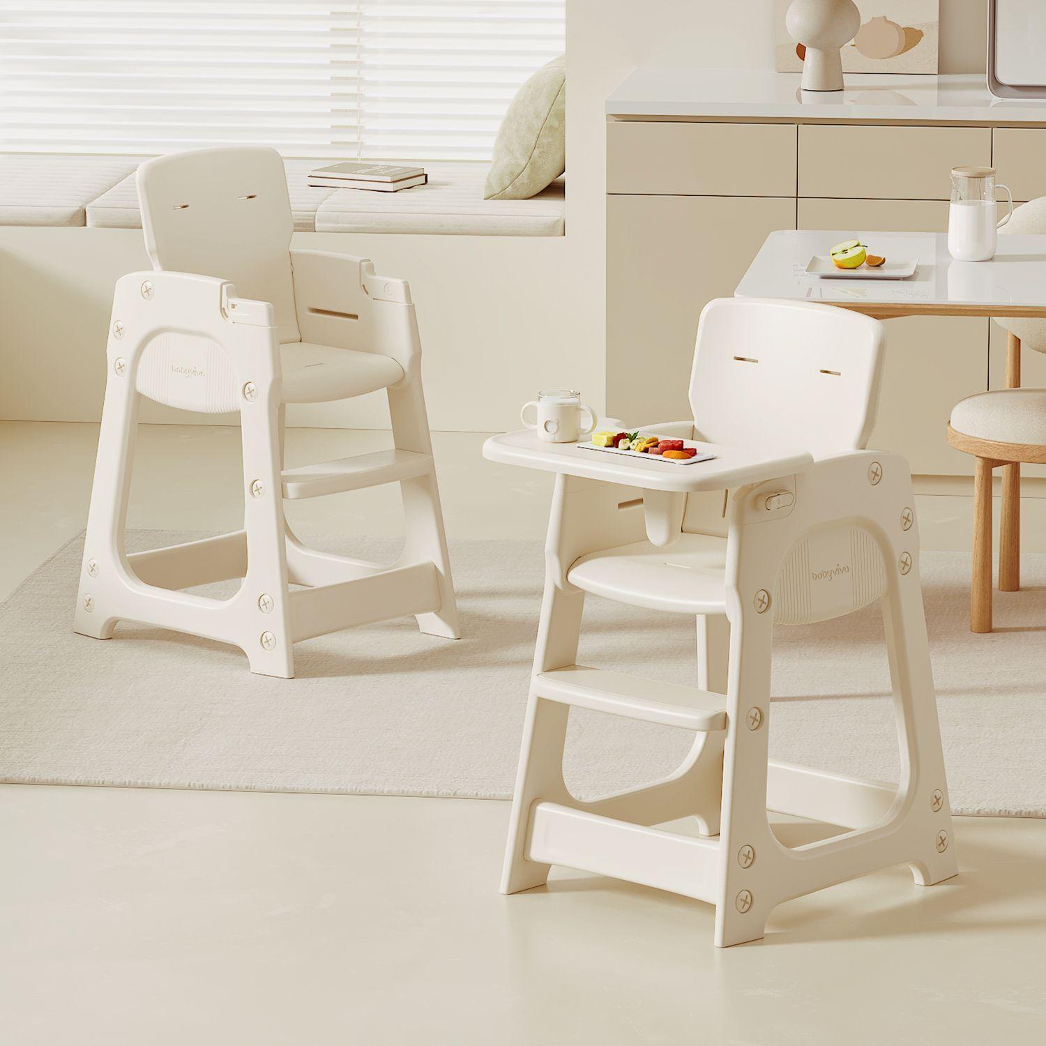 Silla Alta De Comer Infantil Con Bandeja Extraíble Beige Crema 91x46x57.5 cm-4
