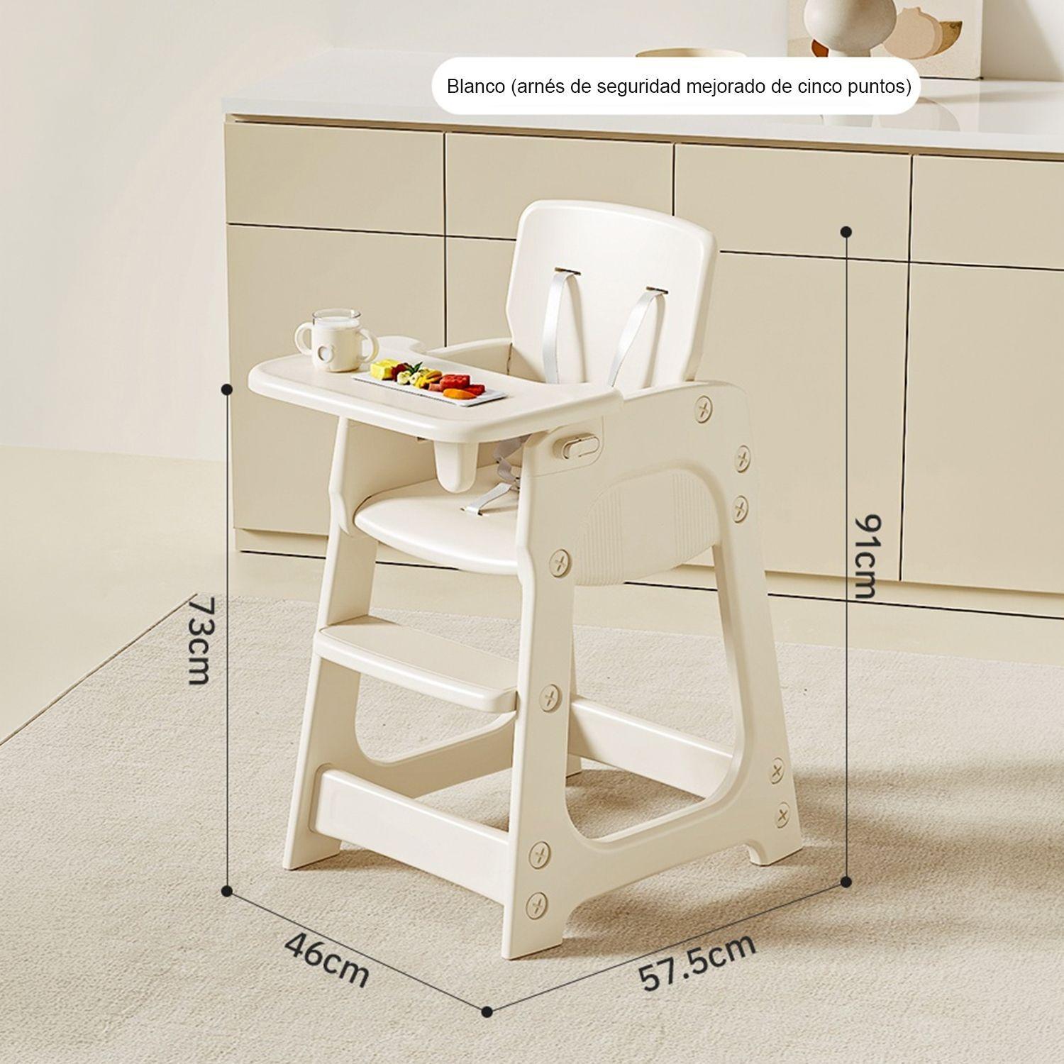 Silla Alta De Comer Infantil Con Bandeja Extraíble Beige Crema 91x46x57.5 cm-6