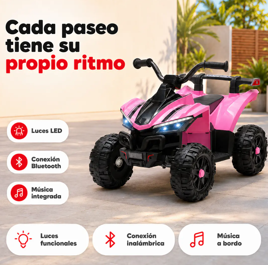 Cuatrimoto Infantil A Batería ATV Rosado 12V Doble Motor-2