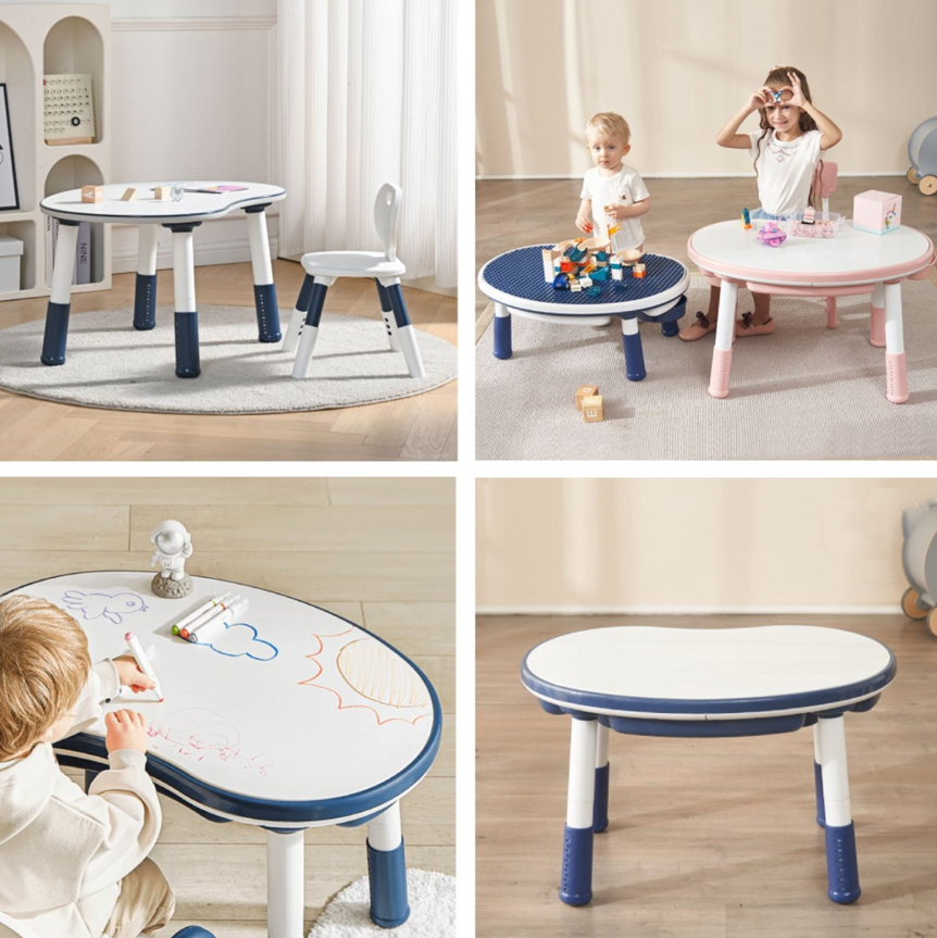 Mesa Escritorio Infantil Azul Con Silla y Altura Regulable-3