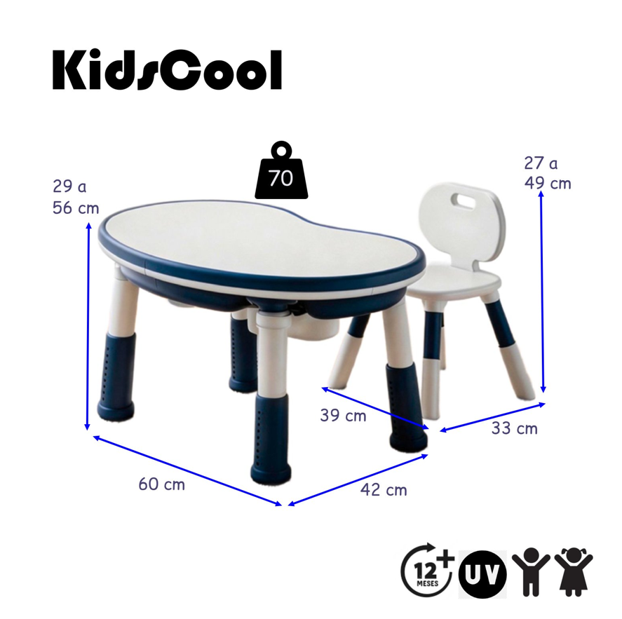 Mesa Escritorio Infantil Azul Con Silla y Altura Regulable-5