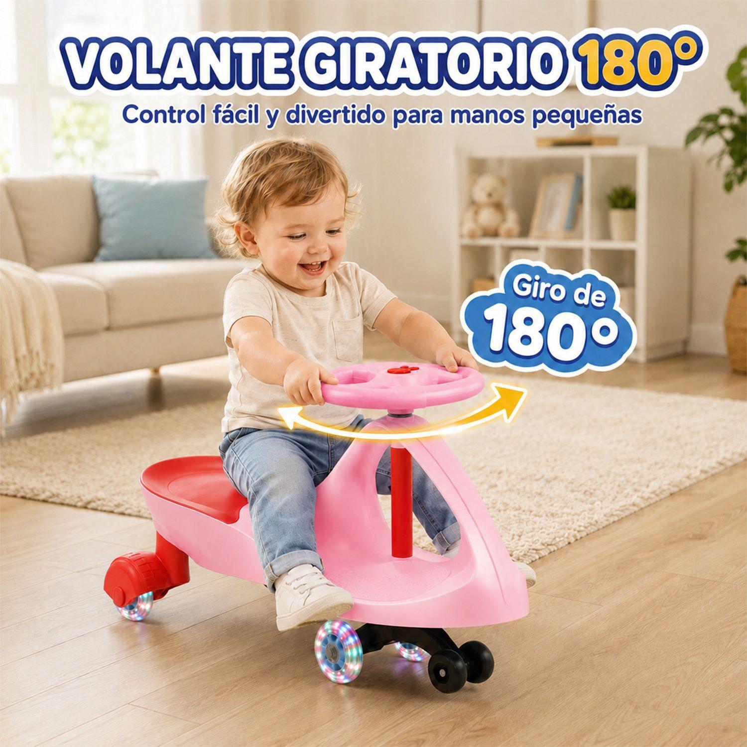 Swing Car Auto Giratorio Kidscool Rosado Con Luces-3