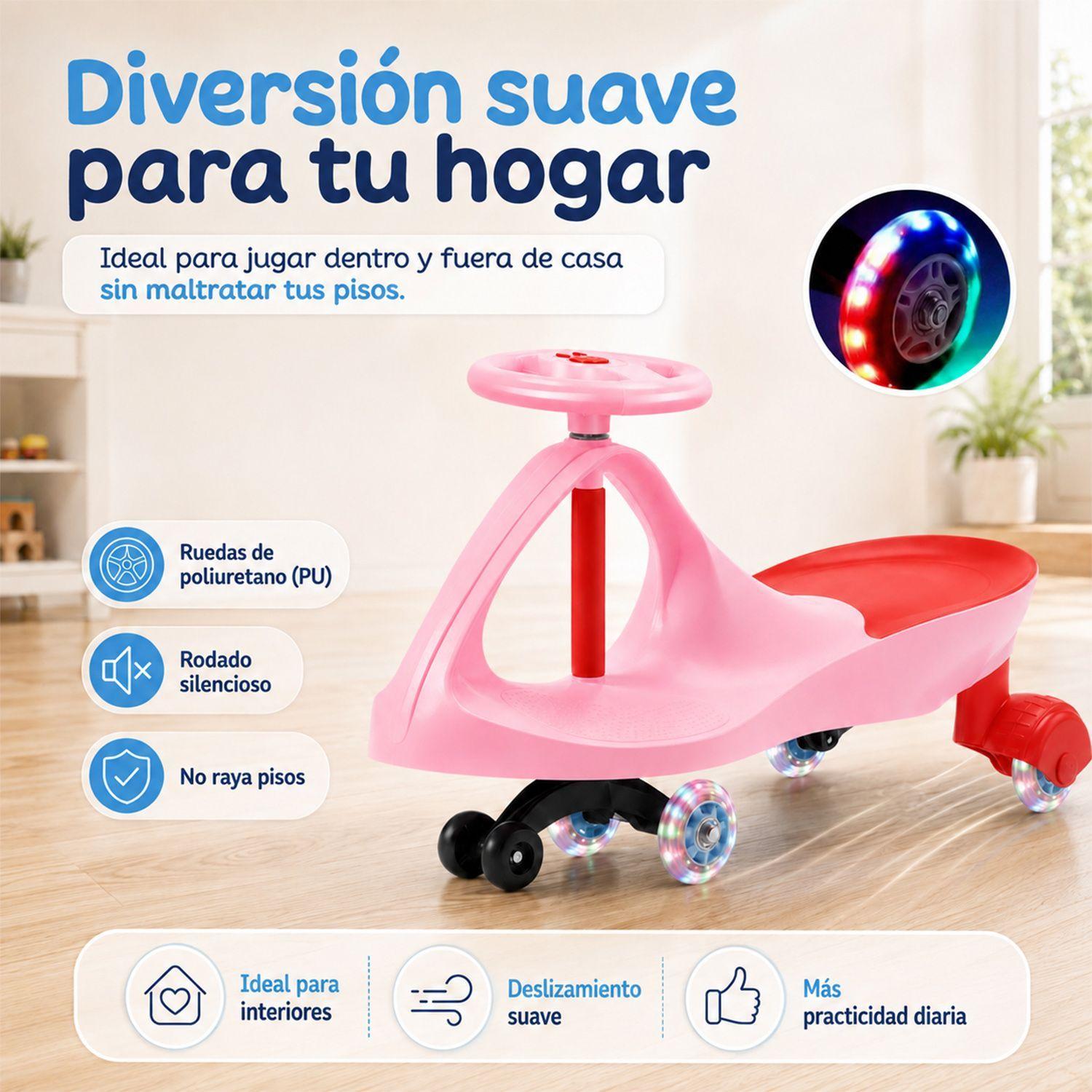 Swing Car Auto Giratorio Kidscool Rosado Con Luces-4