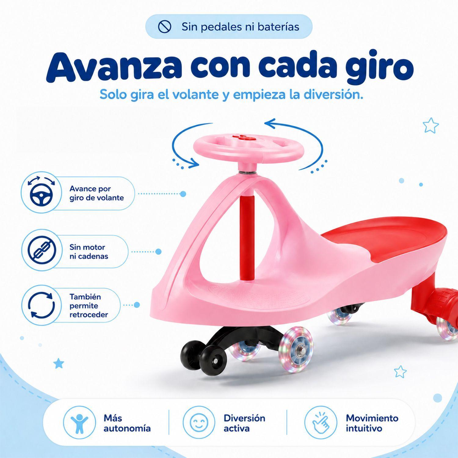 Swing Car Auto Giratorio Kidscool Rosado Con Luces-5