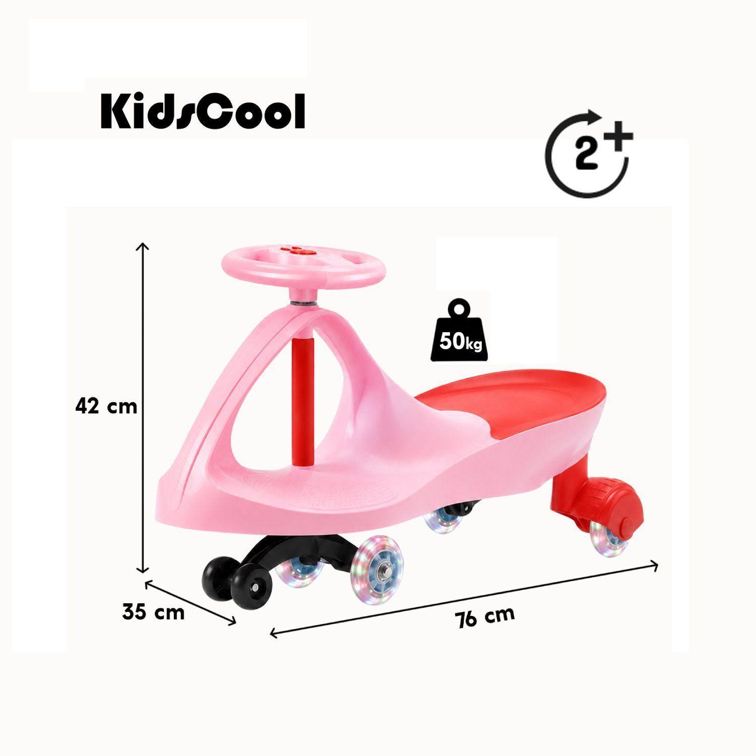 Swing Car Auto Giratorio Kidscool Rosado Con Luces-6