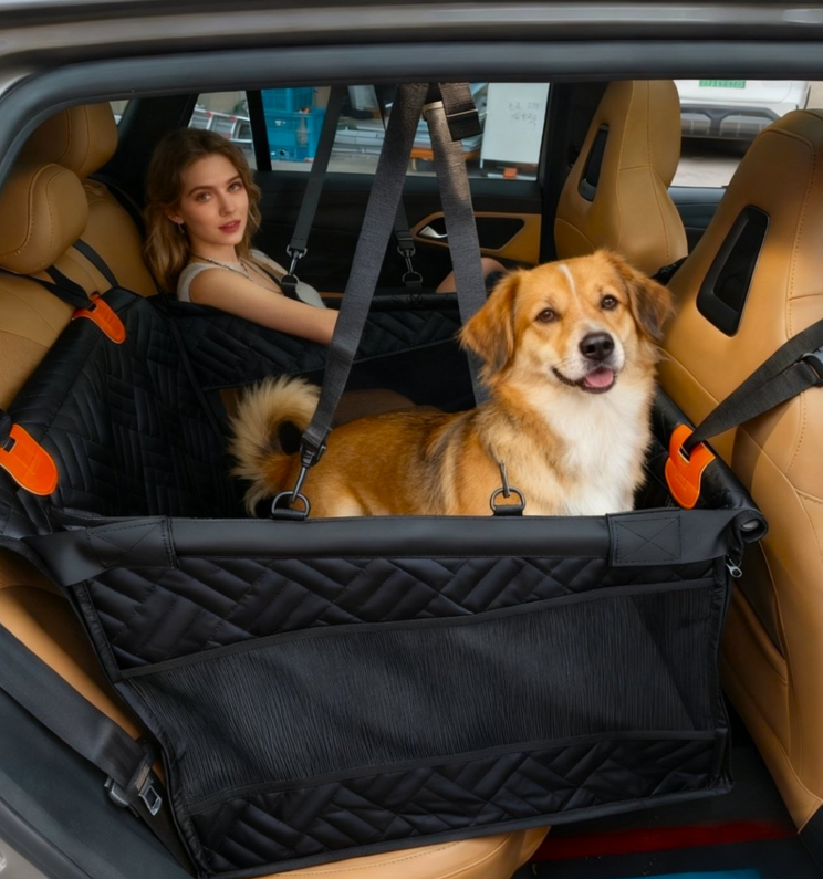 Silla De Auto para Perro Negra S - M Impermeable-3