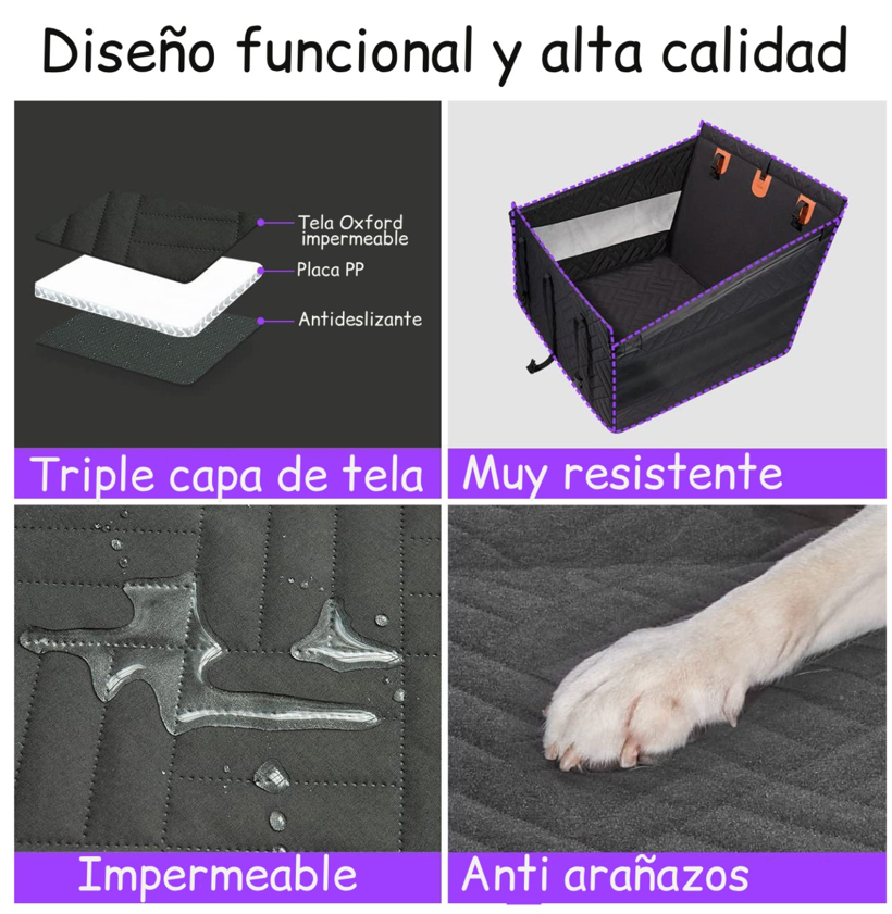 Silla De Auto para Perro Negra S - M Impermeable-5
