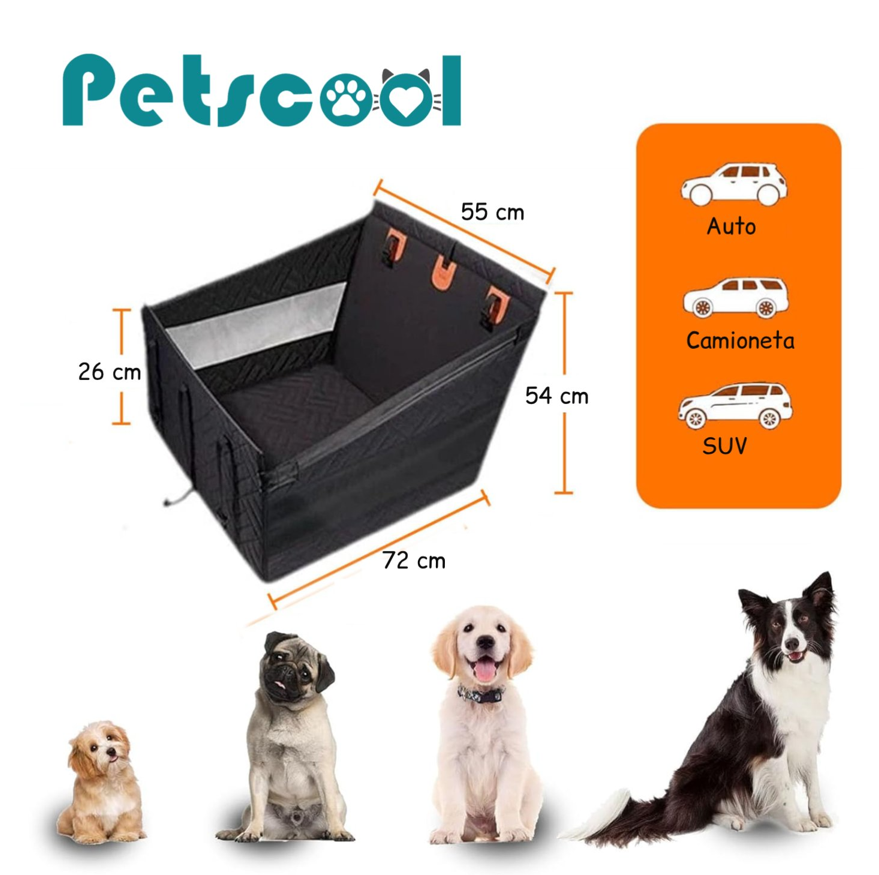 Silla De Auto para Perro Negra S - M Impermeable-7