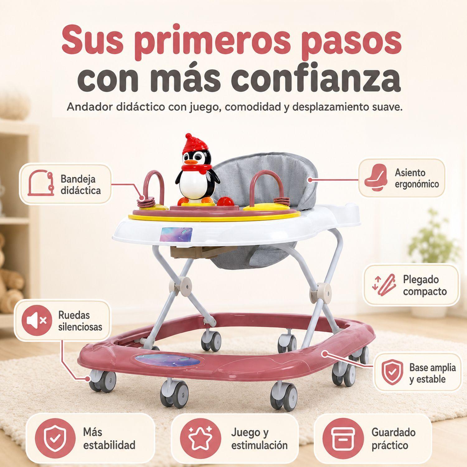 Andador Bebé Didáctico Pingüino Kidscool Ruedas Silenciosas -2