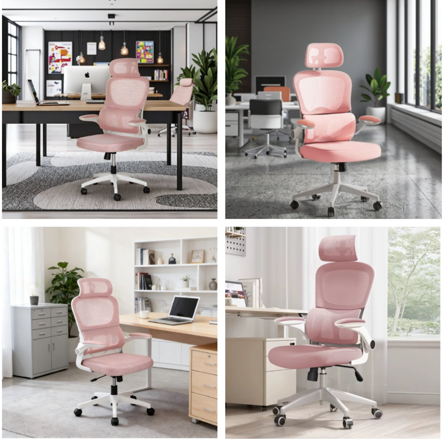 Silla De Escritorio Ergonómica PRO Rosada-5