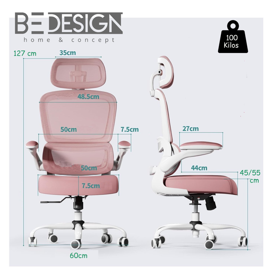 Silla De Escritorio Ergonómica PRO Rosada-6