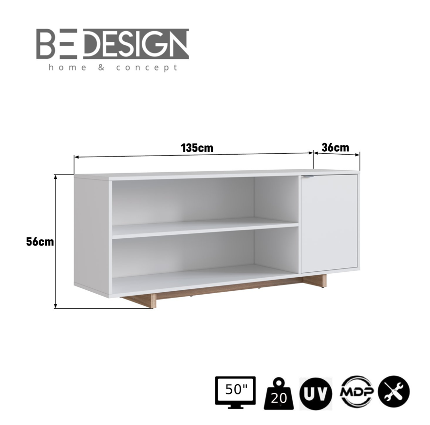 RACK CON 2 ESPACIOS + PUERTA PARA TV DE 50' BLANCO NOMAD EMOVELL-3