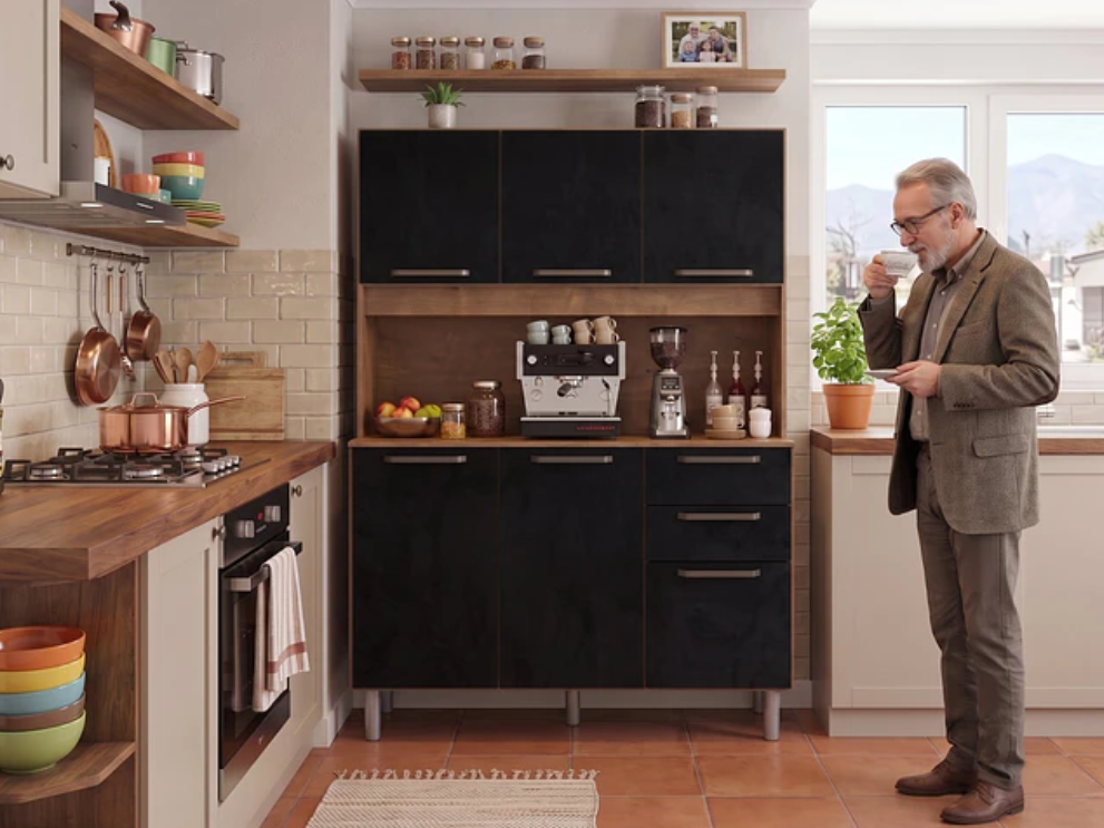 Mueble De Cocina Alacena y Despensa Canela Negro -3