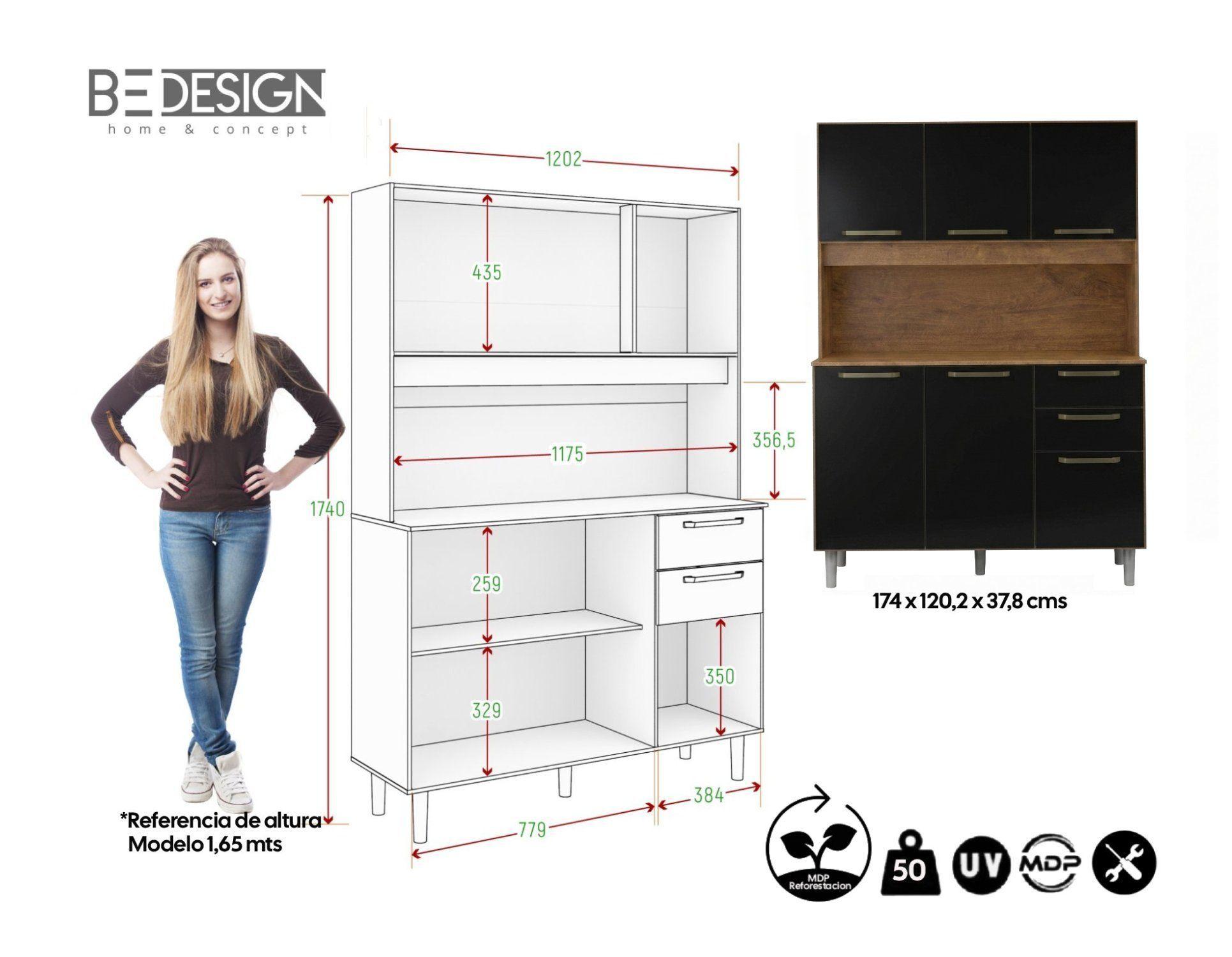 Mueble De Cocina Alacena y Despensa Canela Negro -5