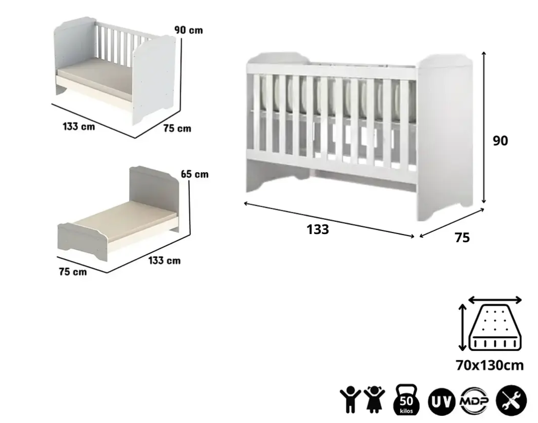Cuna New 3 Funciones Blanca-3