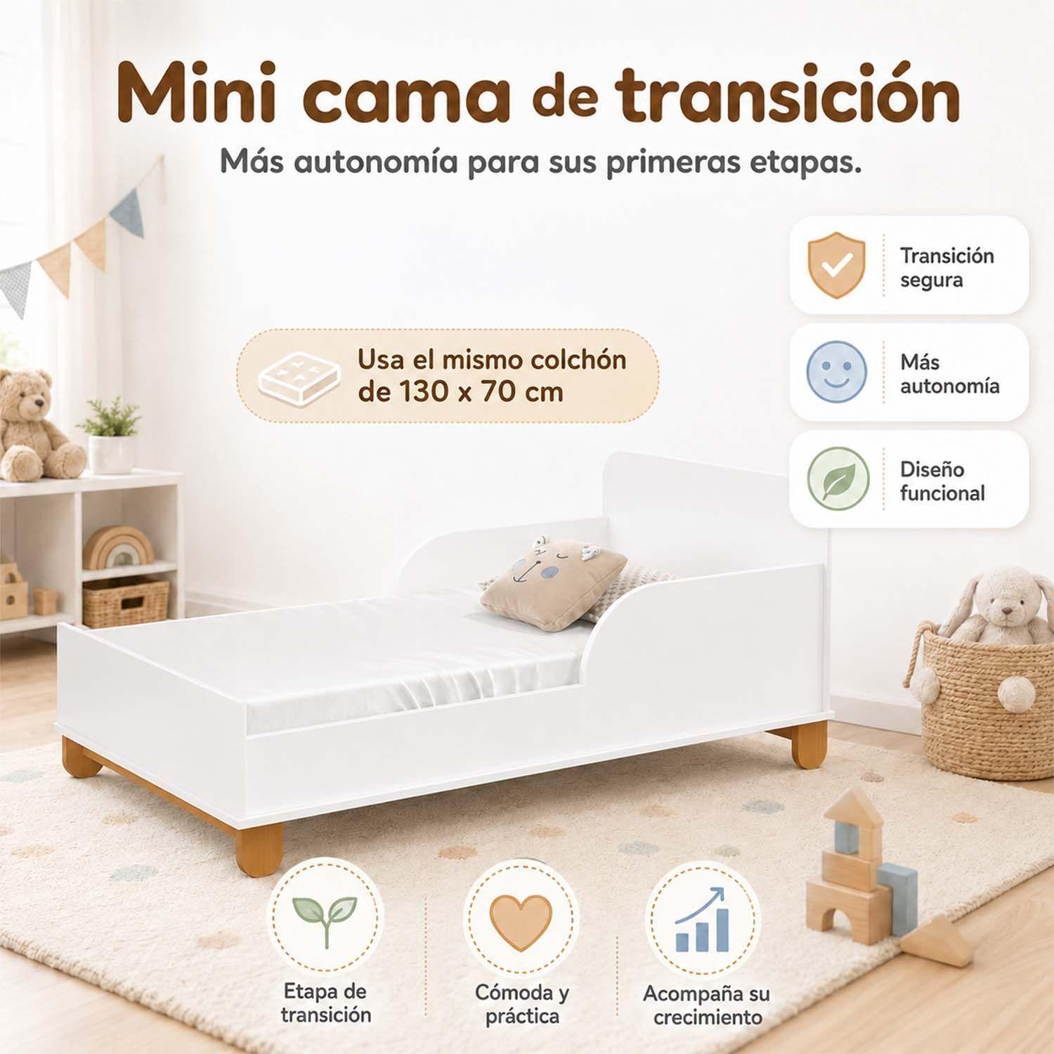 Cuna Multifuncional Bebé Zupi Madera Blanca -2