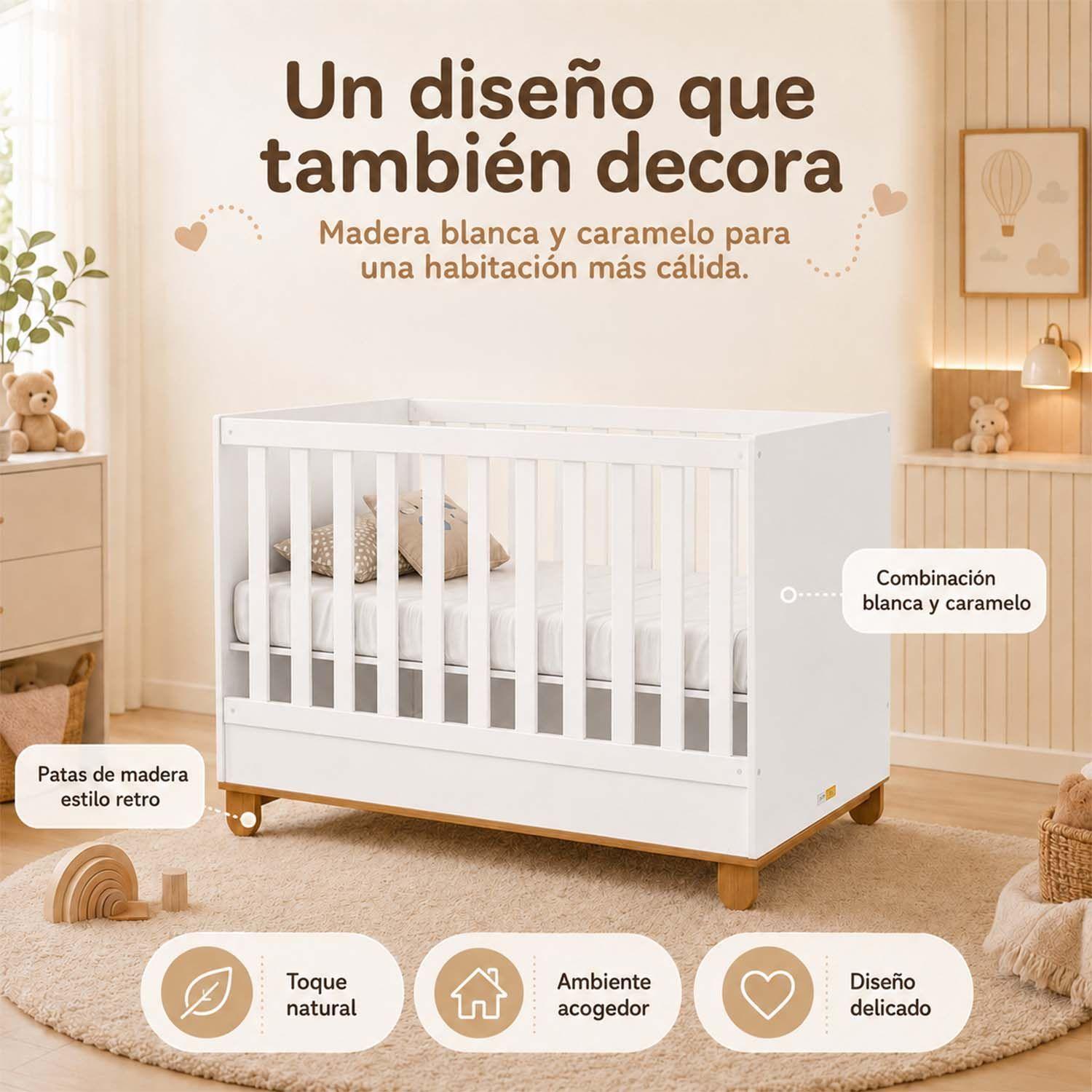 Cuna Multifuncional Bebé Zupi Madera Blanca -6