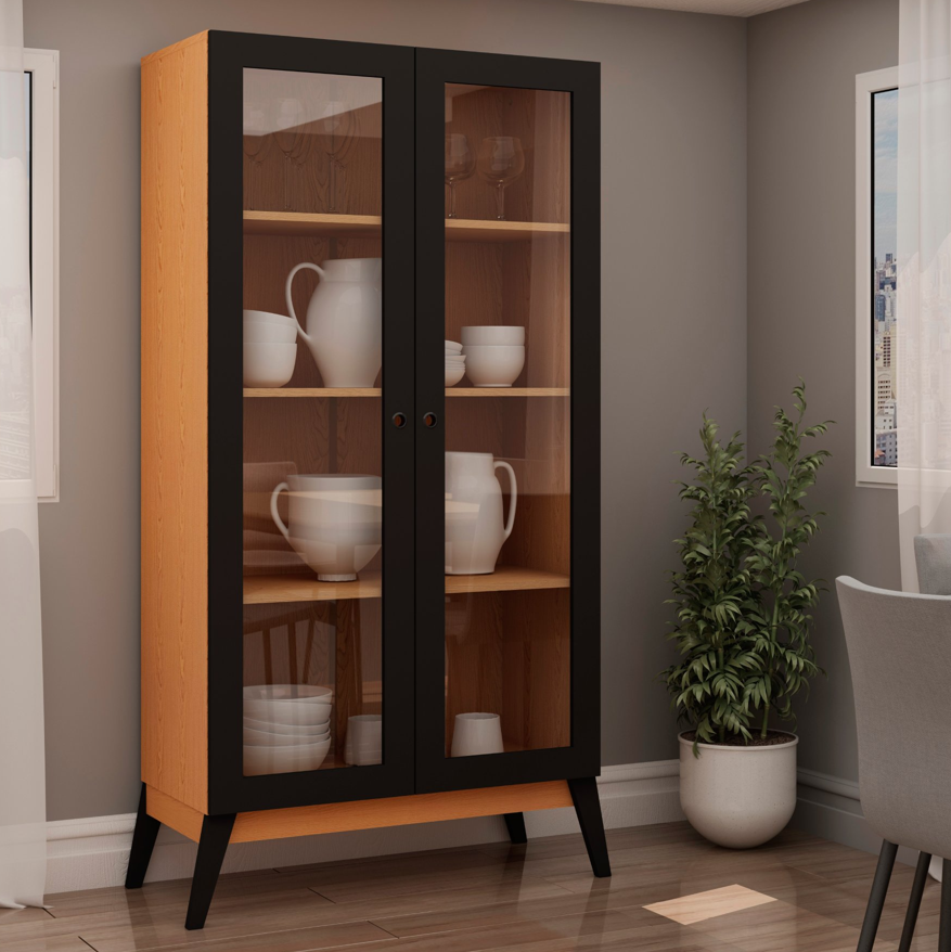 VITRINA 2 PUERTAS JAMAICA CARAMELO NEGRO-3