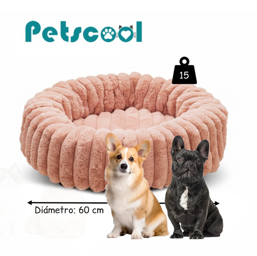 Cama Nido Donut Mascotas M Rosa 60 cm Antiansiedad Perro y  Gato-4