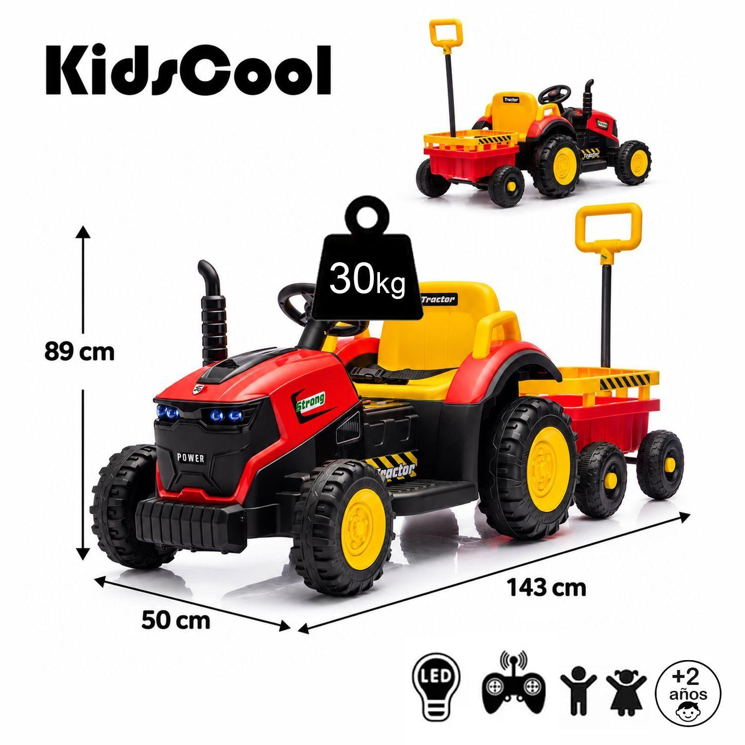 Tractor a Betería Infantil Kidscool 12V Con Carro y Control Remoto-7