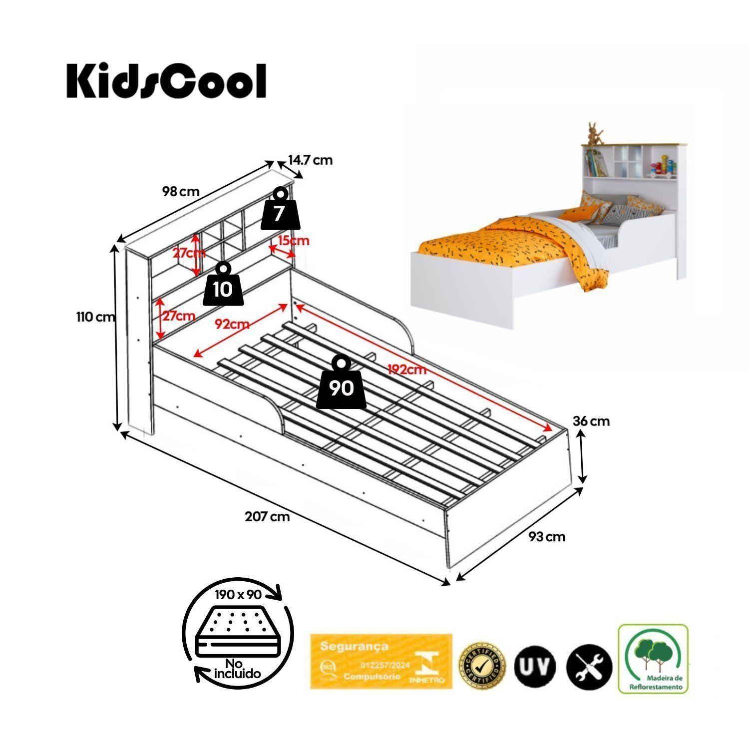 Cama De Transición Infantil 1 Plaza Con Estante Blanca-7