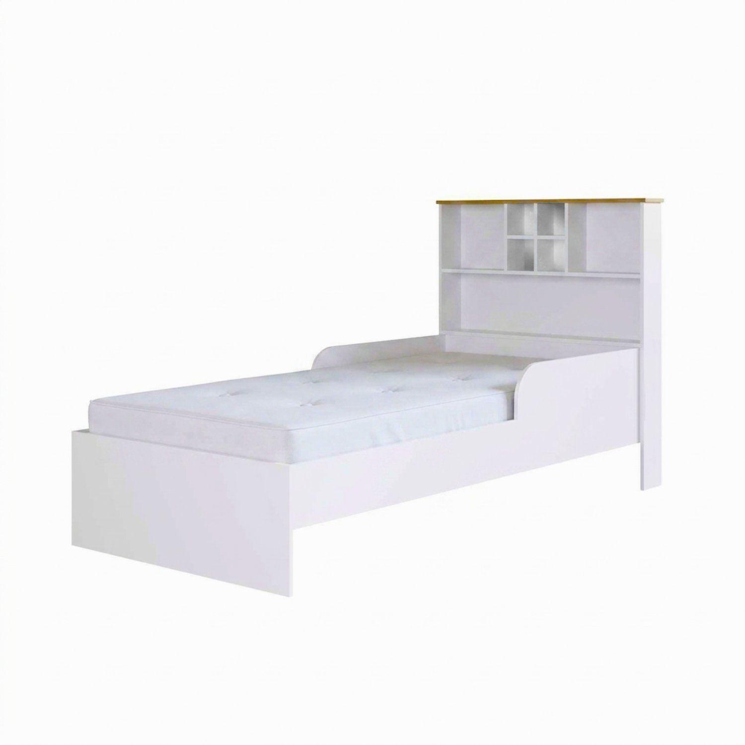 Cama De Transición Infantil 1 Plaza Con Estante Blanca-1