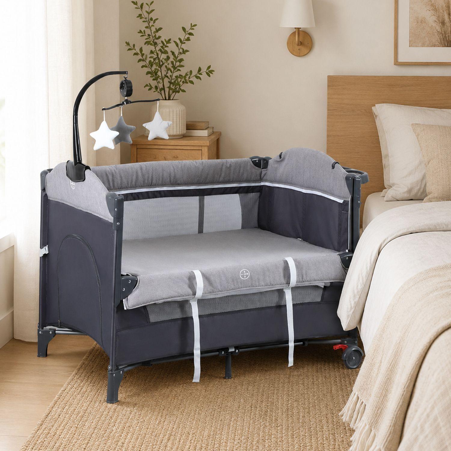 Cuna Pack and Play Colecho Kidscool Diseño Completo Con Organizador Gris-4