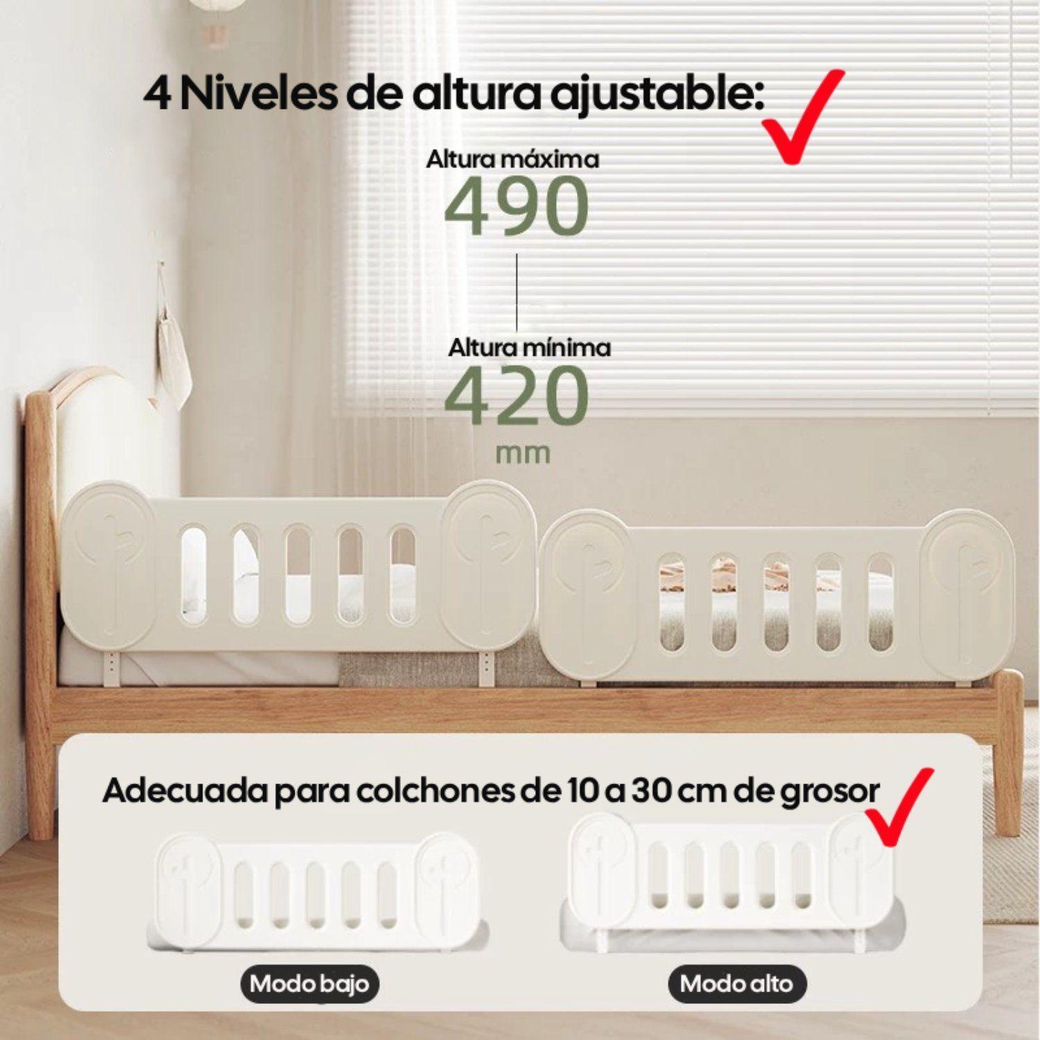 Baranda De Cama Infantil Fija Protectora Anticaídas Plástico 43.7x117x35 cm -5