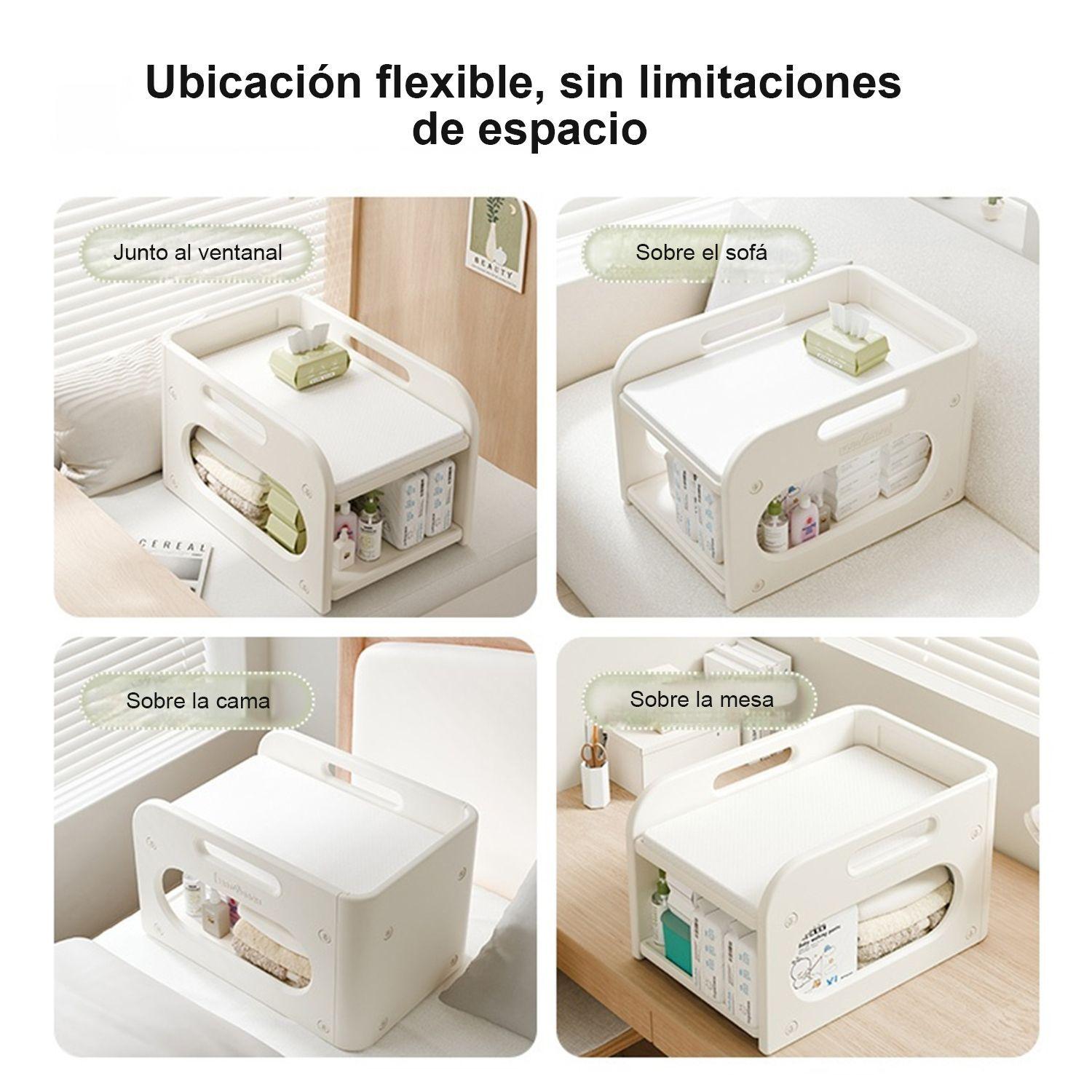 Mudador De Sobremesa Compacto Con Estante Organizador Plástico Blanco Marfil 75x51x46 cm -3