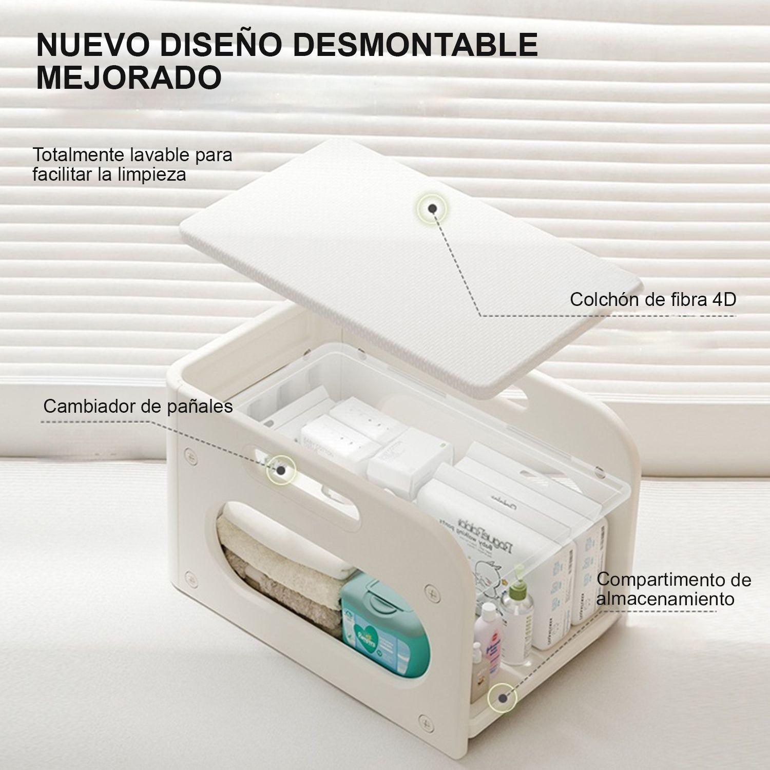 Mudador De Sobremesa Compacto Con Estante Organizador Plástico Blanco Marfil 75x51x46 cm -4