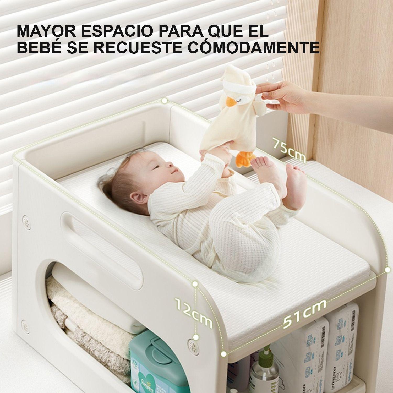 Mudador De Sobremesa Compacto Con Estante Organizador Plástico Blanco Marfil 75x51x46 cm -6