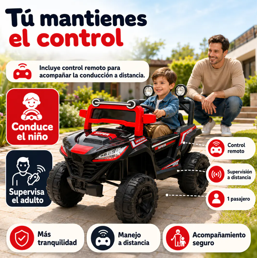 Auto A Batería Buggy Monster Negro 4x4 12V Kidscool Control Remoto-3