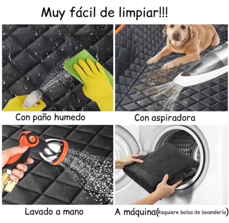 Funda Cubre Asiento De Auto Para Mascotas Impermeable y Antideslizante Negra -2