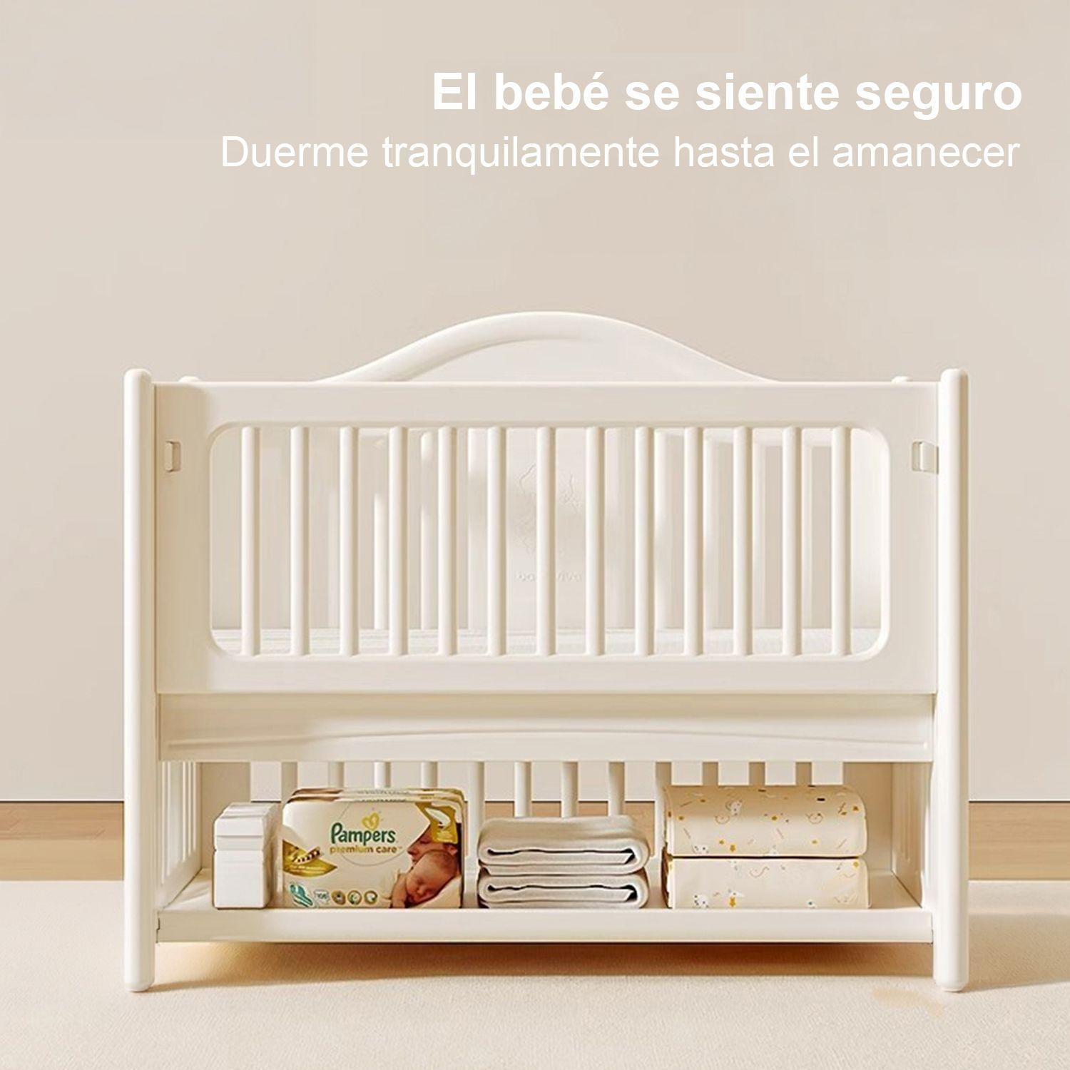 Cuna Colecho Infantil Multifuncional Kidscool Con Ruedas Repisa e Organizadores Blanco Marfil -3