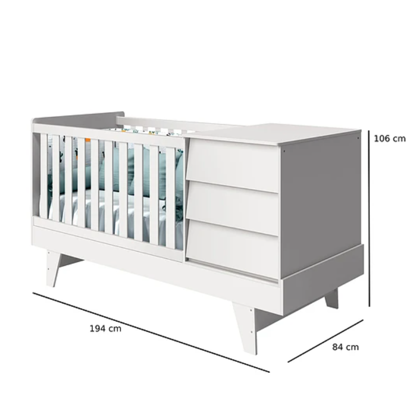 CUNA 3 EN 1 CON COMODA NOAH PRINCE BLANCO OPACO-3