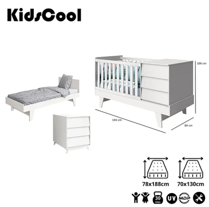 CUNA 3 EN 1 CON COMODA NOAH PRINCE BLANCO OPACO-5