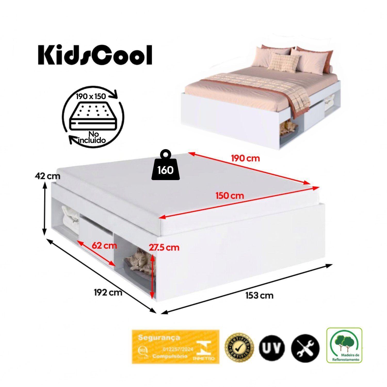 Cama Multifuncional 2 Plazas Pets Blanca Con Cajones y Nicho Para Mascota-7