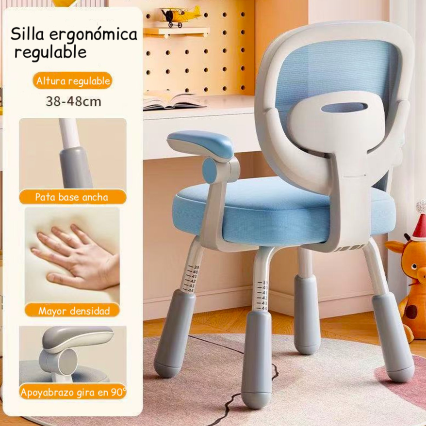 Silla Escritorio Ergonómica Infantil Azul-4