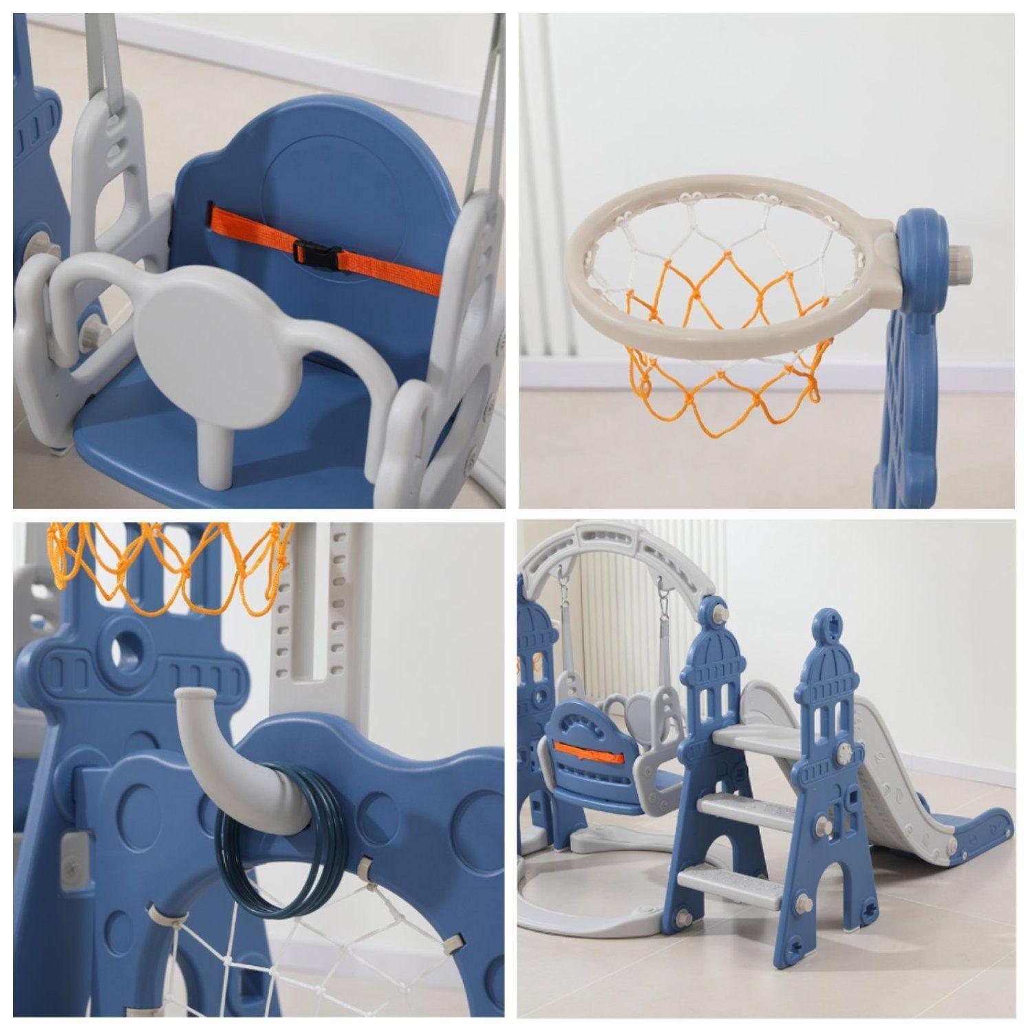 Resbalín Columpio Infantil 5 en 1 Kidscool Centro De Juegos Azul -2