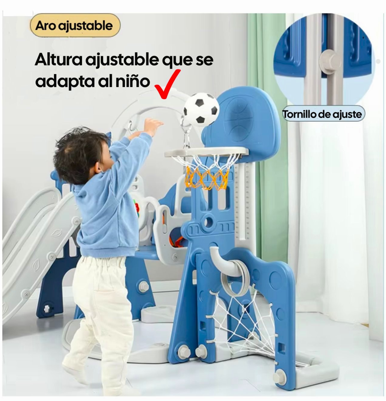 Resbalín Columpio Infantil 5 en 1 Kidscool Centro De Juegos Azul -4