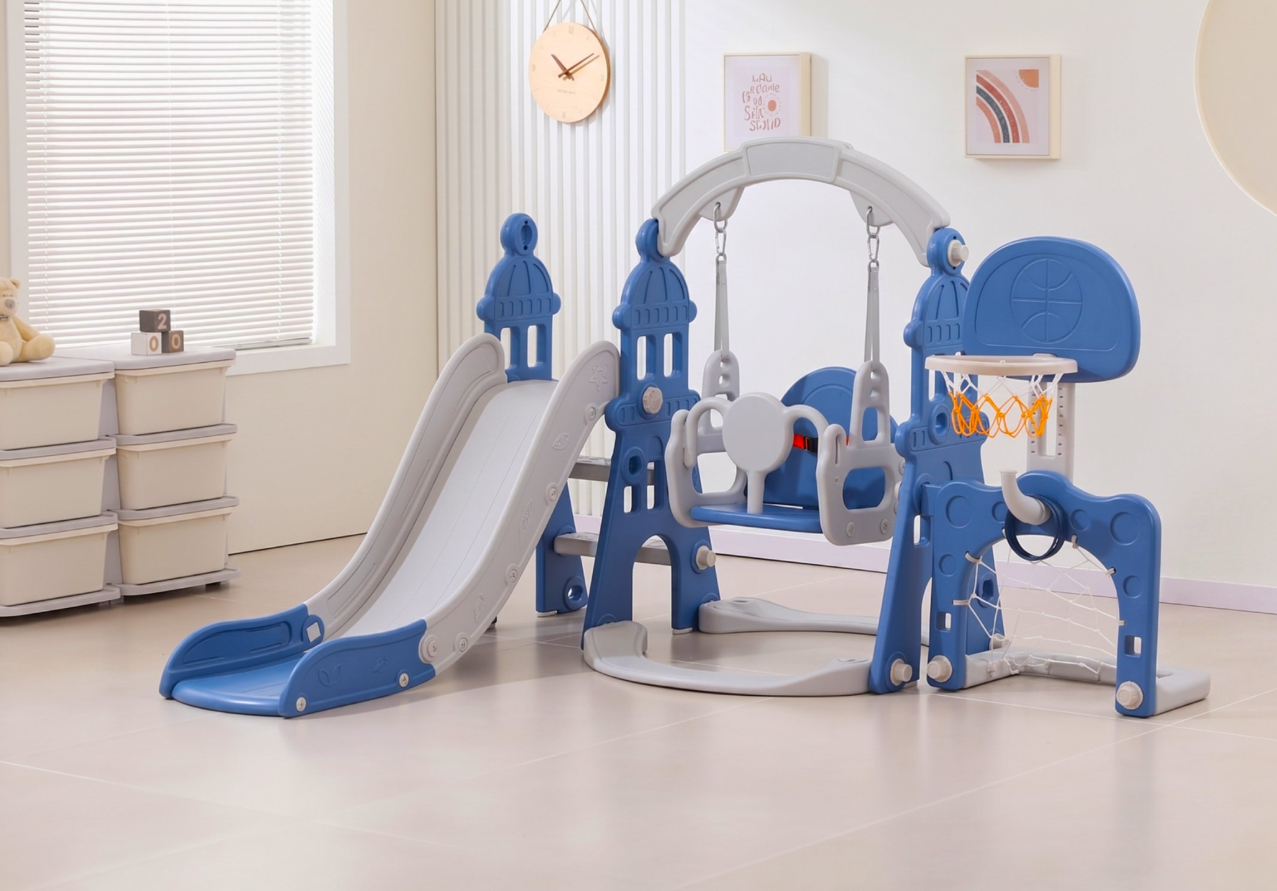 Resbalín Columpio Infantil 5 en 1 Kidscool Centro De Juegos Azul -6