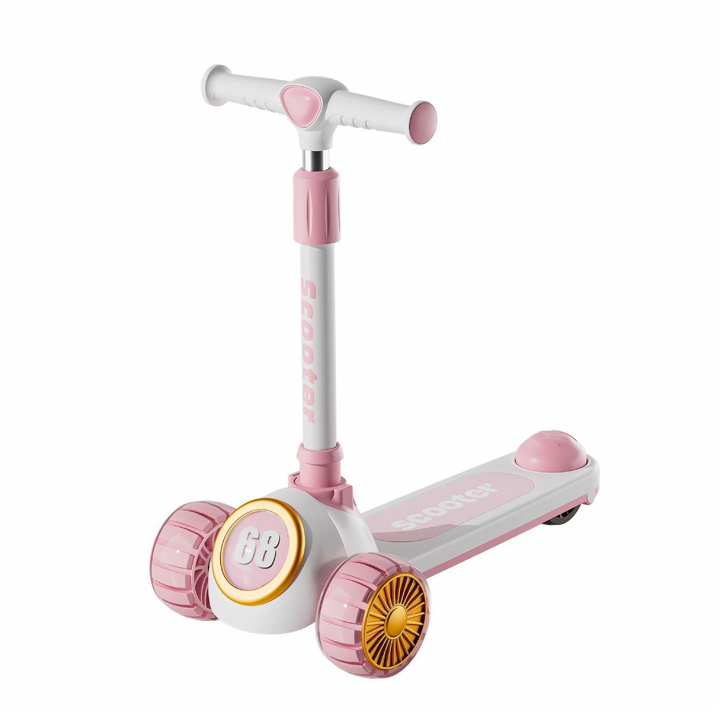 Scooter 3 Ruedas Plegable Kidscool Rosado Con Música y Luces-0