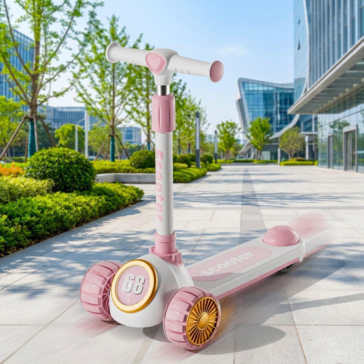 Scooter 3 Ruedas Plegable Kidscool Rosado Con Música y Luces-1