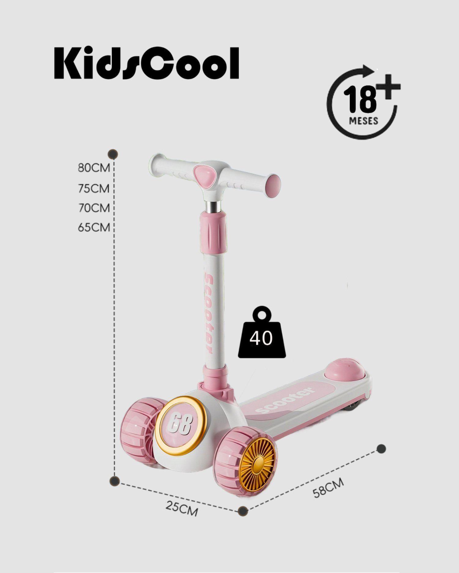 Scooter 3 Ruedas Plegable Kidscool Rosado Con Música y Luces-5