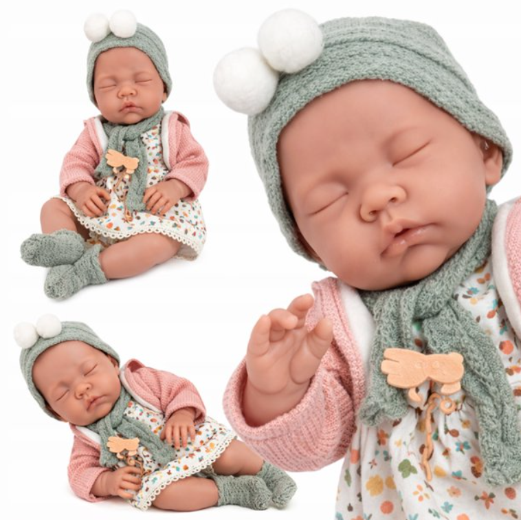 Muñeca Bebé Realista 40cm Con 12 Sonidos de Apego Rosado Gris-7