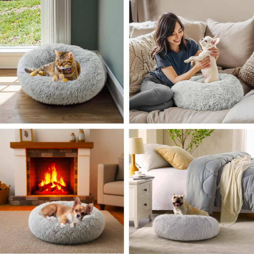 Cama Nido Relajante Para Mascotas S Gris 50 cm Antiansiedad-2