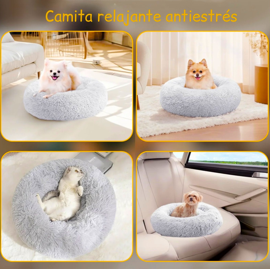 Cama Nido Relajante Para Mascotas S Gris 50 cm Antiansiedad-4
