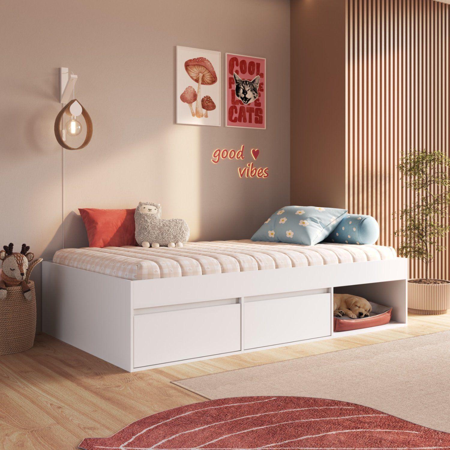 Cama Infantil Multifunción 1 Plaza Pets Kidscool Blanca -2
